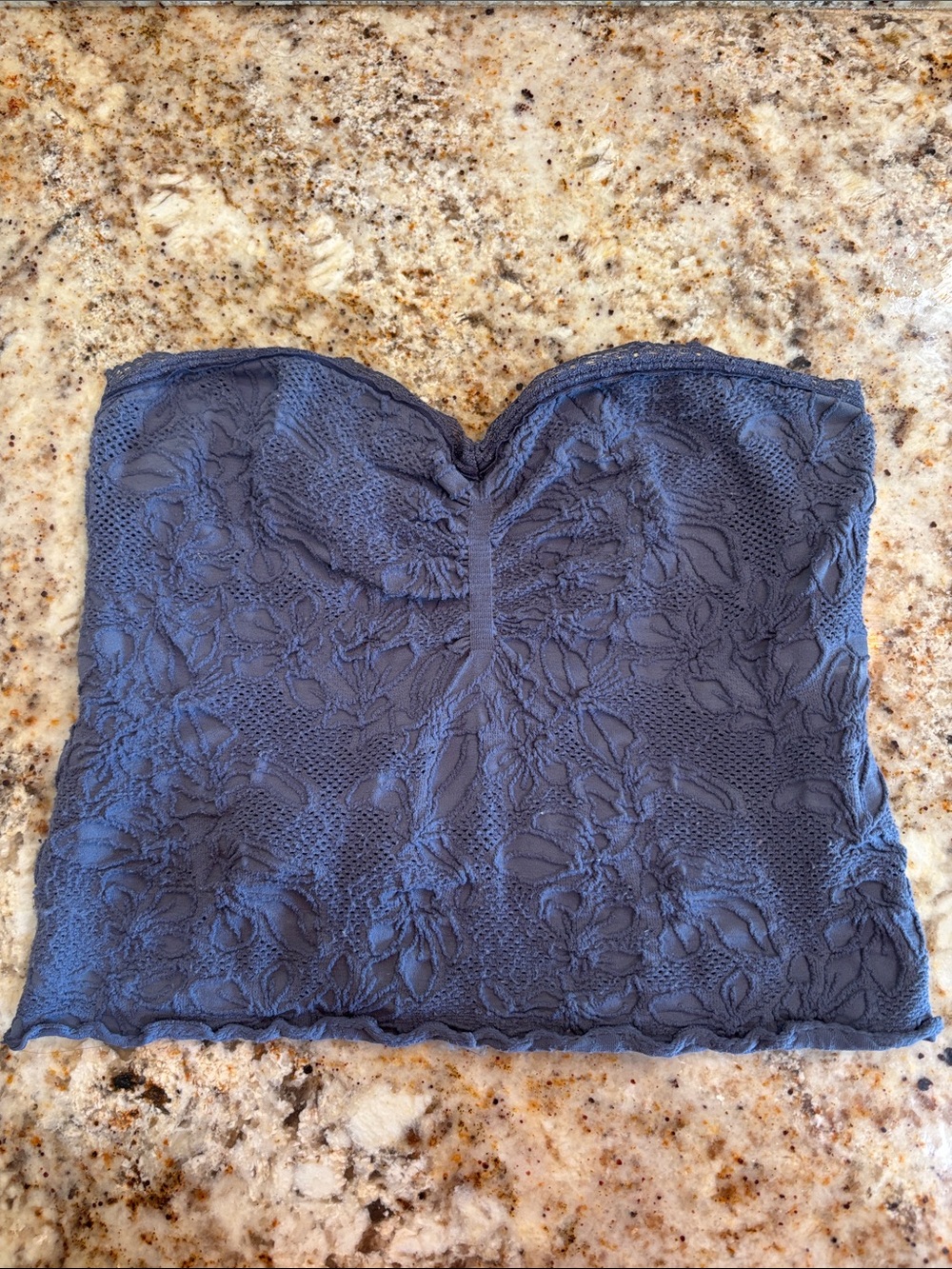 Full Tilt Navy Strapless Lace Crop Bustier